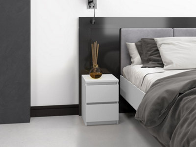 White 2 Drawer Bedside Chest (H)400mm (W)300mm (D)300mm