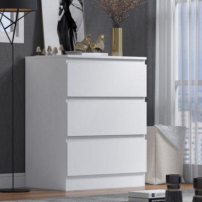 White 2 Drawer Bedside Table Nightstand Scalloped Ripple Effect Finish