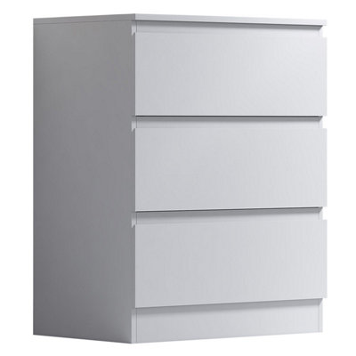 White 2 Drawer Bedside Table Nightstand Scalloped Ripple Effect Finish