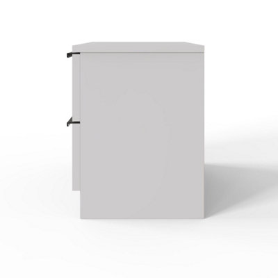 White 2 Drawer Bedside Table Nightstand Scalloped Ripple Effect Finish