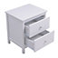 White 2 Drawer Wooden Bedside Table Modern Nightstand Night Stand for Living Room Bedroom 55cm H