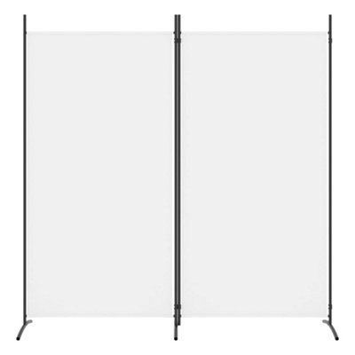 White 2-Panel Room Divider 175x180 cm Fabric Privacy Screen Partition