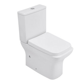 White 2-Piece Simple Elongated Square Toilet with Dual Flush