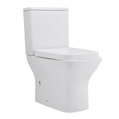 White 2-Piece Simple Elongated Square Toilet with Dual Flush