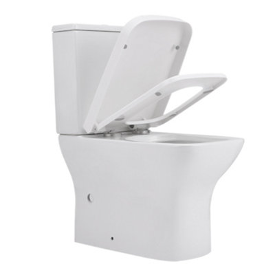 White 2-Piece Simple Elongated Square Toilet with Dual Flush