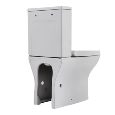 White 2-Piece Simple Elongated Square Toilet with Dual Flush