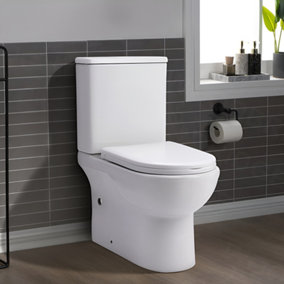 White 2-Piece Simple Elongated Toilet with Dual Flush