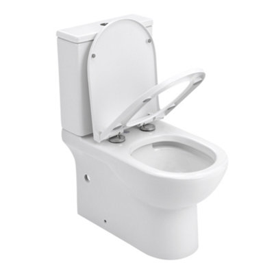 White 2-Piece Simple Elongated Toilet with Dual Flush