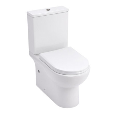 White 2-Piece Simple Elongated Toilet with Dual Flush