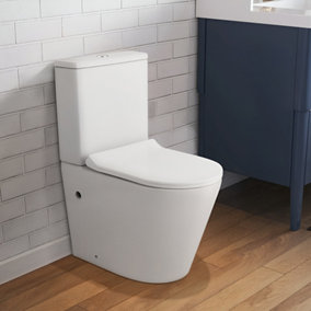 White 2-Piece Simple Floor Mounted Elongated Toilet with Dual Flush