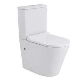 White 2-Piece Simple Floor Mounted Elongated Toilet with Dual Flush