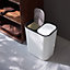 White 2 Section Bin Rubbish Dustbin Double Recycling Trash Can for Living Room Office Kitchen 15L