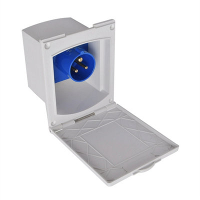 White 230V Mains Hook Up Inlet Socket for Caravan Motorhome