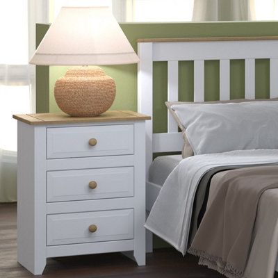 White 3 drawer bedside cabinet, Capri range