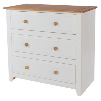 White 3 drawer chest of drawers, Capri furniture range