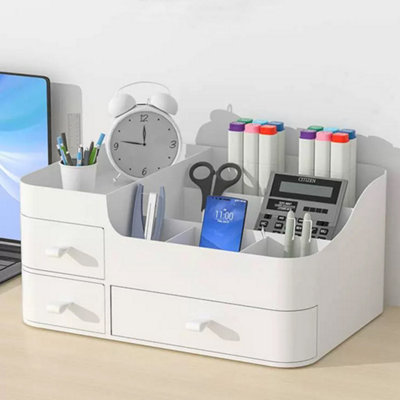 White 3 Drawers Large Makeup Organizer Storage 34.8cm (W) x 22.5cm (D) x 15.2cm (H)