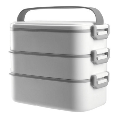 White 3 Layer Stackable Bento Lunch Box with Handle