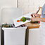 White 3 Section Sorter Kitchen Bin Recycling Rubbish Bin Double Layer Pedal Bin Trash Can 38 L