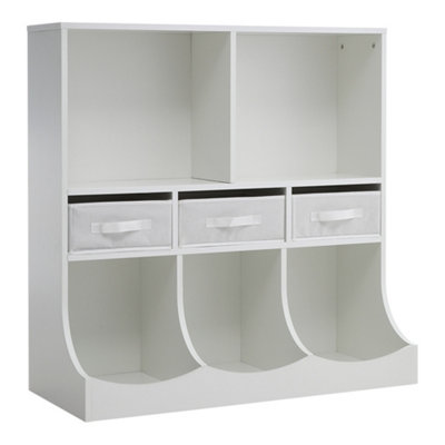 White 3 Tier Kids Toy Storage Boxes Open Style Child Toy Organizer Cabinet with 3 Drawer