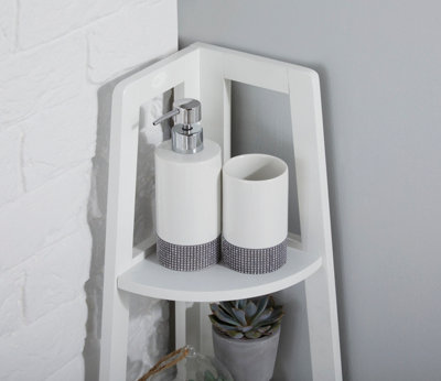 White 4 tier corner shelving unit discount