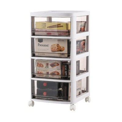 White 4 Tier Floor Standing Storage Drawer Cart Organiser Rack