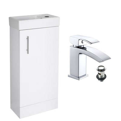 White 400 Vanity Basin Sink Unit & Lucia Basin Tap Chrome