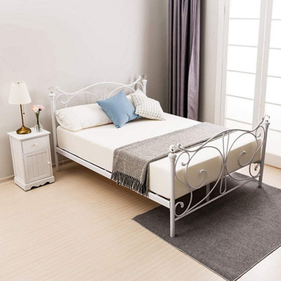 Single White Metal Bed Frame With Crystal Finials atelieryuwa.ciao.jp