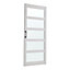 White 5 Lites Farmhouse Style Wooden Internal Sliding Door Barn Door with 6.6ft Steel Hardware Kit, 91 x 213cm