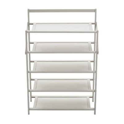 White 5-Tier Foldable Bamboo Freestanding Shoe Rack
