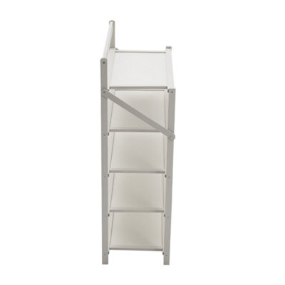 White 5-Tier Foldable Bamboo Freestanding Shoe Rack