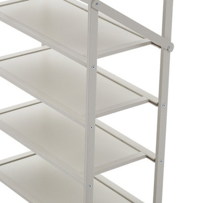 White 5-Tier Foldable Bamboo Freestanding Shoe Rack