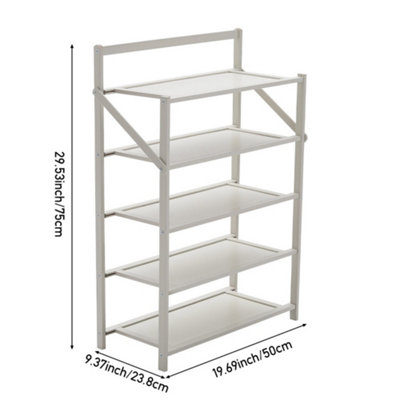 White 5-Tier Foldable Bamboo Freestanding Shoe Rack
