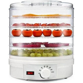 White 5 Tier Food Dehydrator (29x27.5cm) with Adjustable Temp Control - Multifunction Kitchen Dryer for Fruits Meat and Vegetables