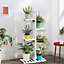 White 5 Tier Wooden Plant Shelving Unit Display Stand Indoor Outdoor 1030mm(H)