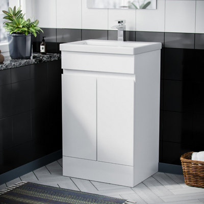 White 500mm 100% Waterproof PVC Freestanding Bathroom Basin Vanity Unit