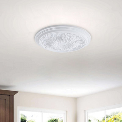 White 51cm Dia Ceiling Rose Ornate Polyurethane Ceiling Medallion - 3