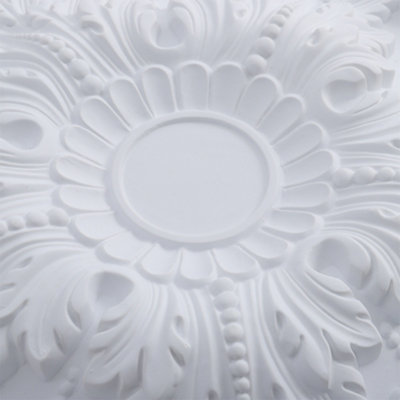 White 51cm Dia Ceiling Rose Ornate Polyurethane Ceiling Medallion - 7
