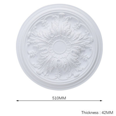 White 51cm Dia Ceiling Rose Ornate Polyurethane Ceiling Medallion - 8