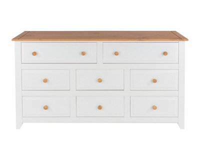 White 6+2 drawer wide chest of drawers, Capri range