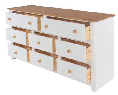 White 6+2 drawer wide chest of drawers, Capri range