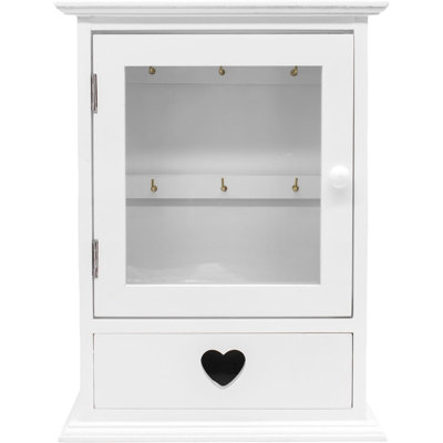 White 6-Key Hook Cabinet with Drawer