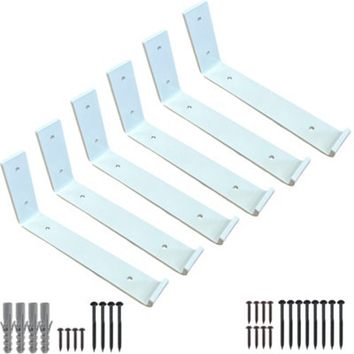 Pluto White Heavy Duty Steel Shelf Wall Brackets - Strong Metal Shelving Supports