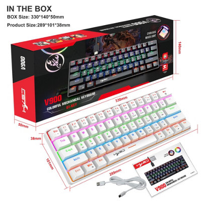 White 60% Portable LED Backlit Mechanical Gaming Keyboard