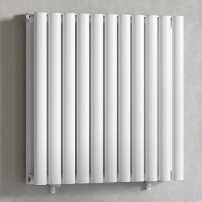White 660 x 600 mm Modern Horizontal Column Designer Radiator Oval Double Panel Radiator Heater