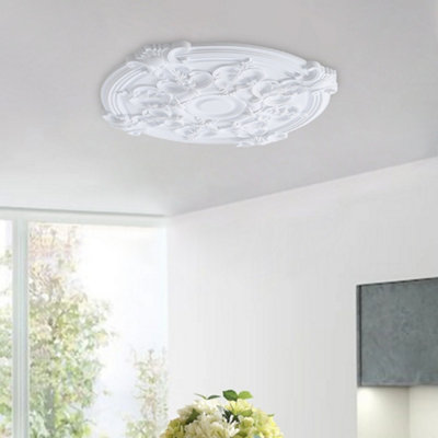 White 67cm Dia Ceiling Rose Ornate Polyurethane Ceiling Medallion - 3