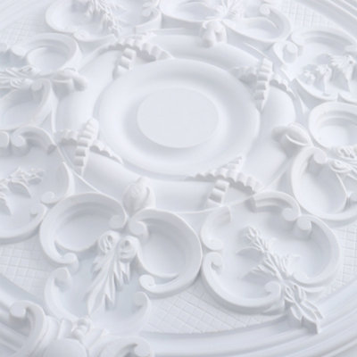 White 67cm Dia Ceiling Rose Ornate Polyurethane Ceiling Medallion - 4