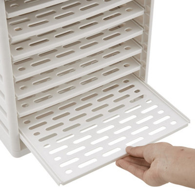 White 7 Tier Shirt Organizer Plastic Storage Drawer