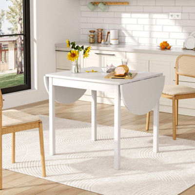 White 75cm H Expandable Oval Wooden Dining Table for Home