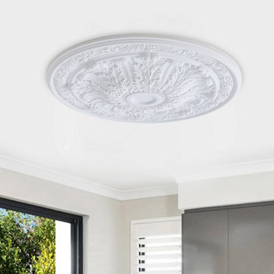 White 76cm Dia Ceiling Rose Ornate Polyurethane Ceiling Medallion