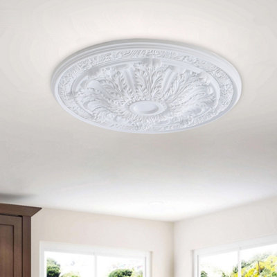 White 76cm Dia Ceiling Rose Ornate Polyurethane Ceiling Medallion - 3